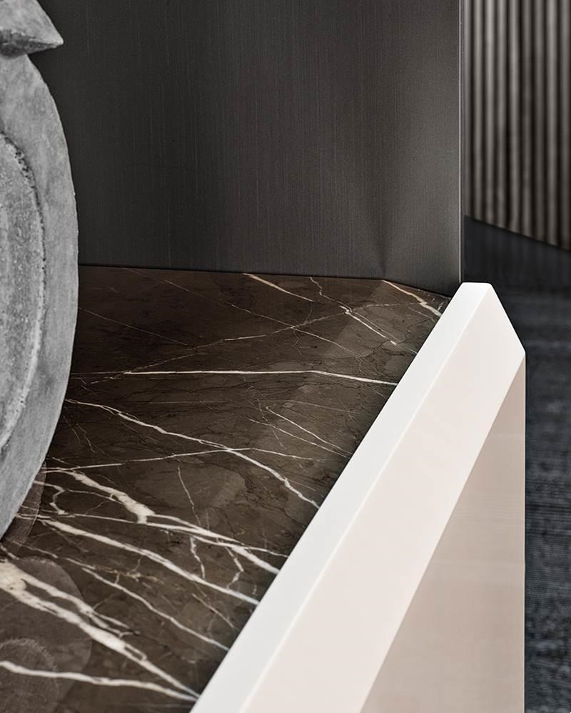 Minimalist Floating Wall Shelf Sliding Drawer Dark Wood Light Gloss Storage Unit