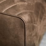 Brown Chevron-Quilted Bench with Velvet Upholstery and Polished Metal Legs