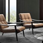 Italian Minimalist Modern Leather Black Armchair