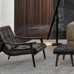 Italian Minimalist Modern Leather Black Armchair
