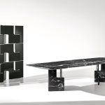 Luxury Black Marble Oval Dining Table with Sleek Geometric Base