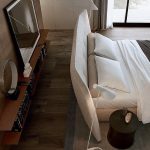 Plush Gray Fabric Bed with Wingback Headboard and Soft Upholstered Design