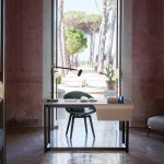 Modern Curved Brown Leather Armchair with Solid Dark Wood Legs Ergonomic Lounge Seat