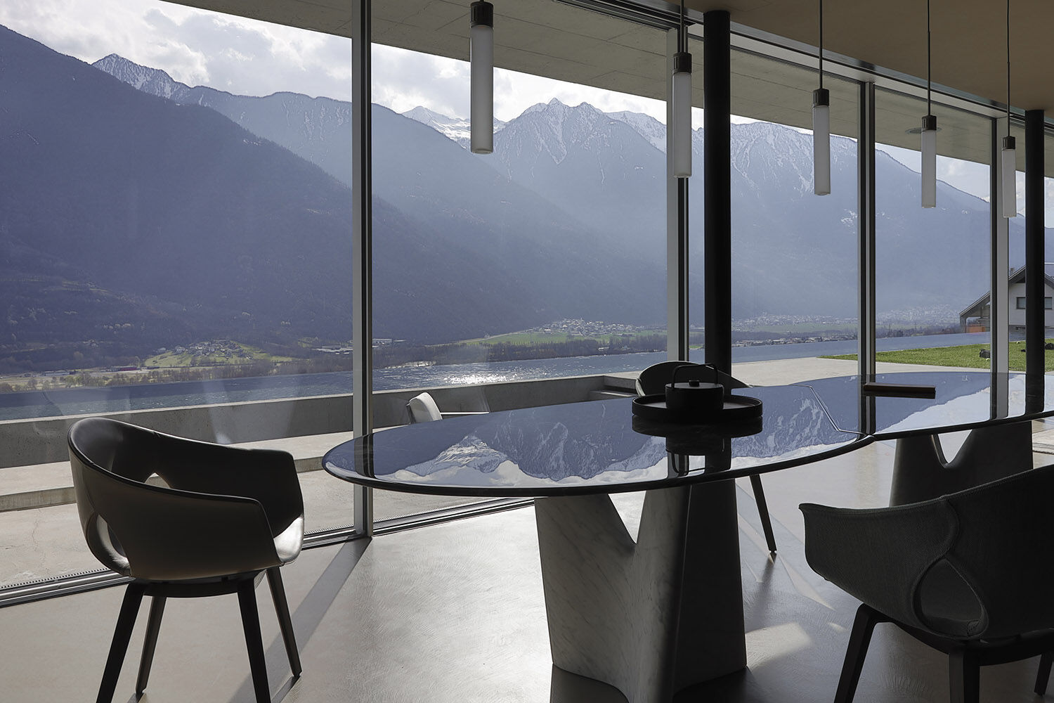 Modern Curved Brown Leather Armchair with Solid Dark Wood Legs Ergonomic Lounge Seat