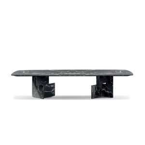 Luxury Black Marble Oval Dining Table with Sleek Geometric Base
