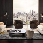 Luxury Swivel Yellow Armchair with Goose Down Cushions and Bronze Metal Base