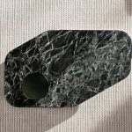 Marble-Top Modern Coffee Table with Polished Metal Base & Open Shelf