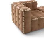 Beige Modular Sectional Sofa Tufted Design Shearling Accent Ottoman Set