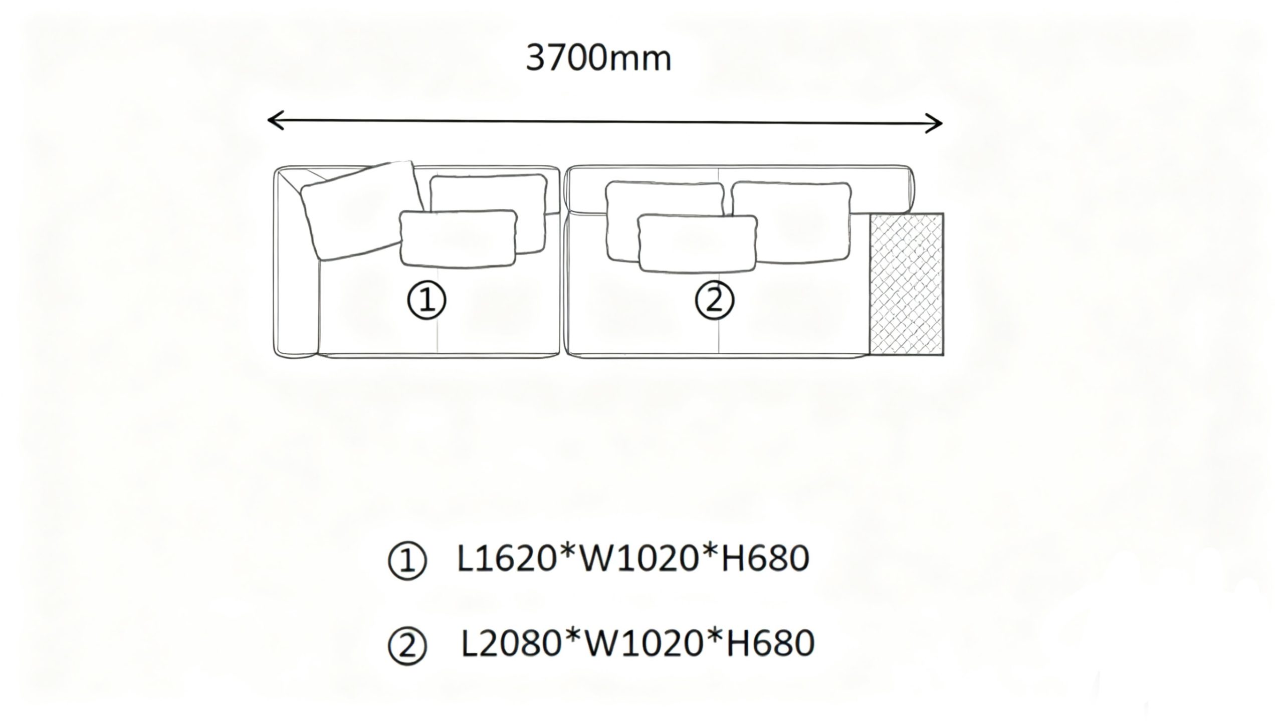 Straight-Line Modular Sofa(4 seaters)
