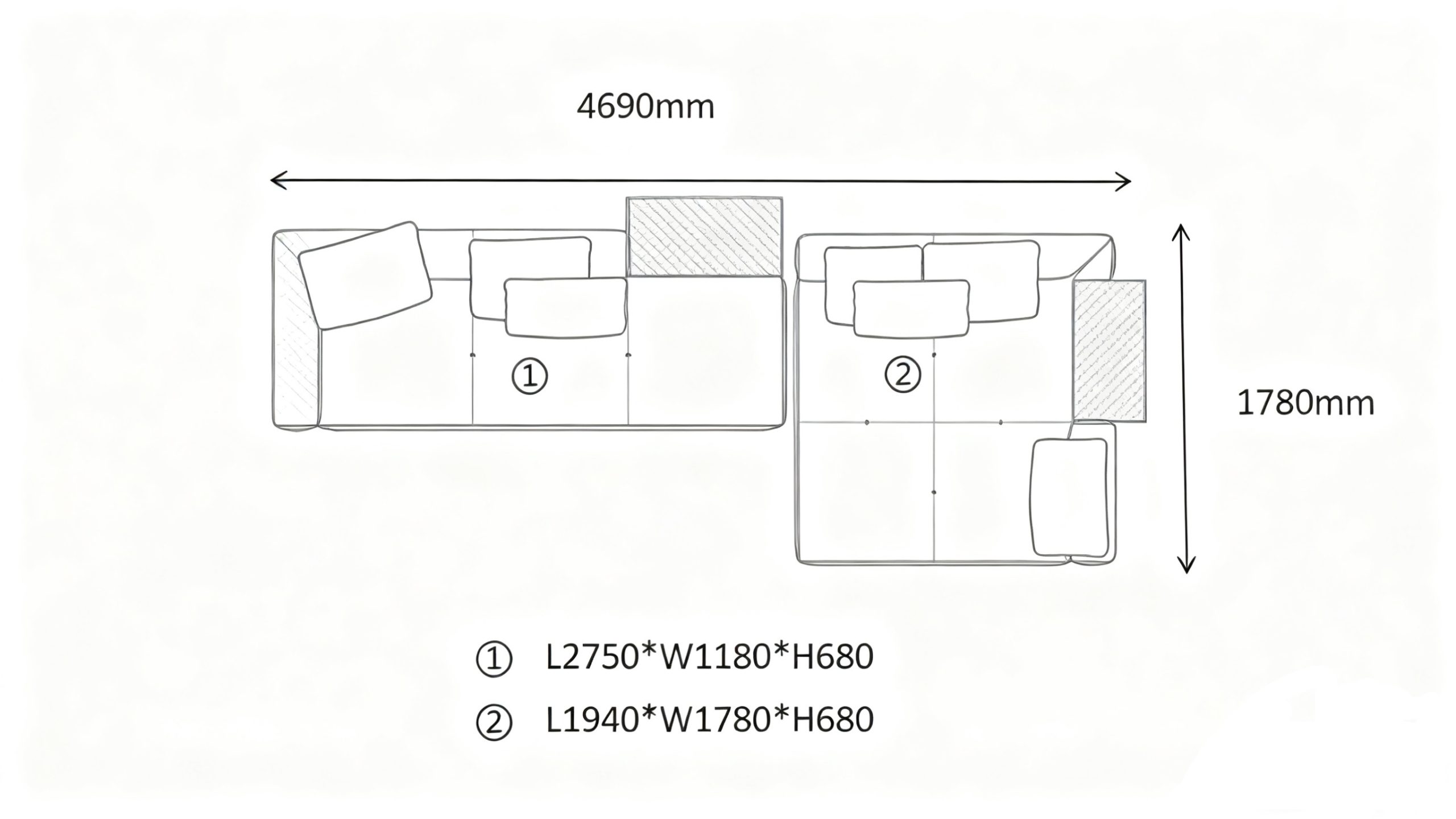 L-Shaped Modular Sofa D（5 seaters）