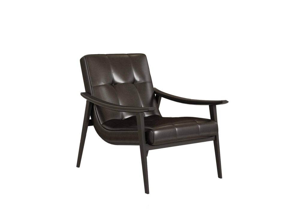 Italian Minimalist Modern Leather Black Armchair