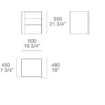 Modern Two Drawer Nightstands Dark Wood Orange Leather Accent Minimalist Bedside Tables