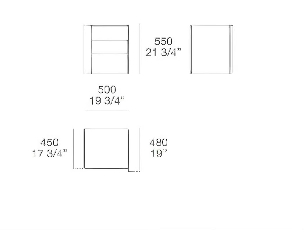 Modern Two Drawer Nightstands Dark Wood Orange Leather Accent Minimalist Bedside Tables