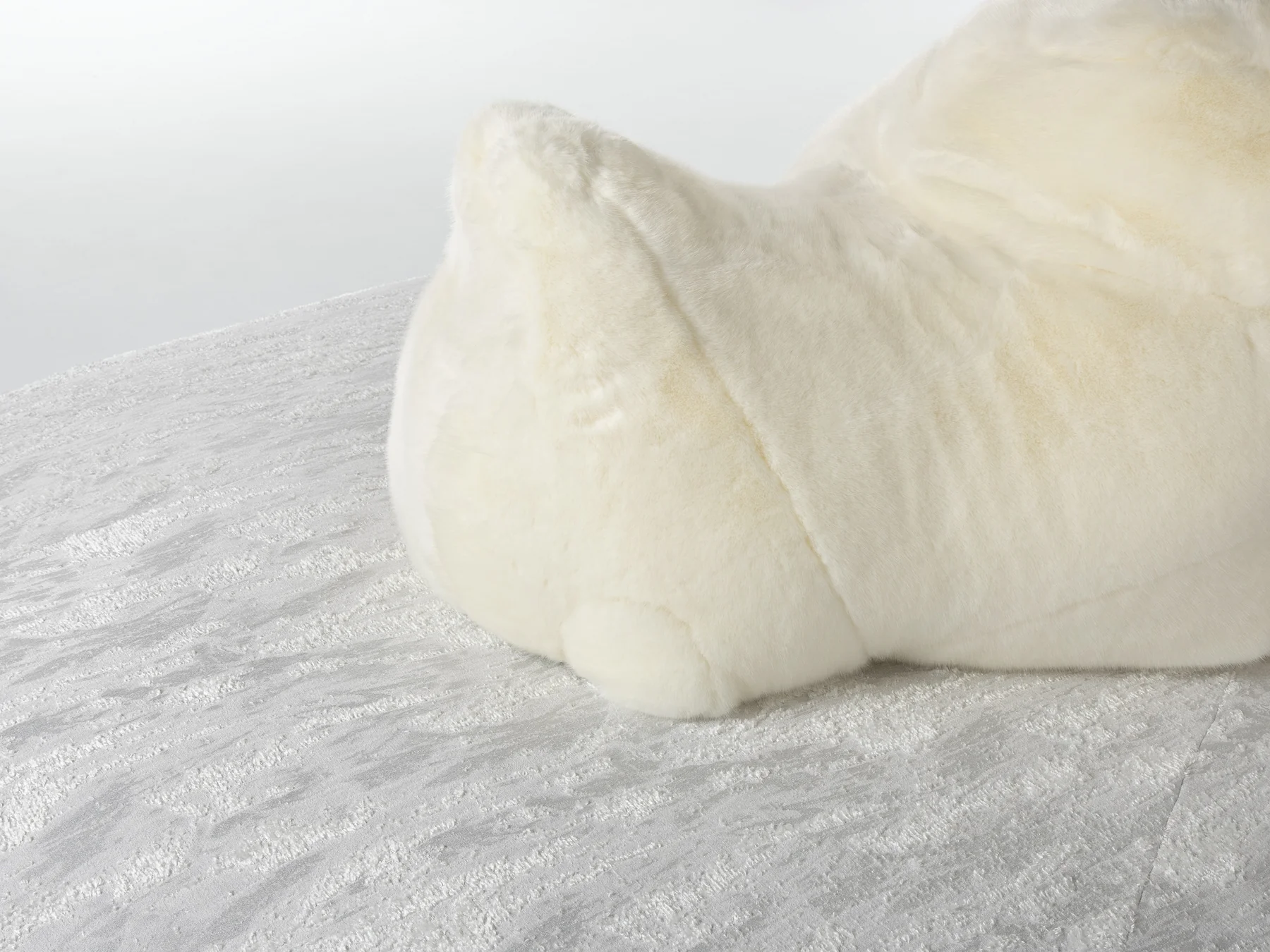 Sculptural Bear Sofa with Furry Backrest and Ice Textured Base