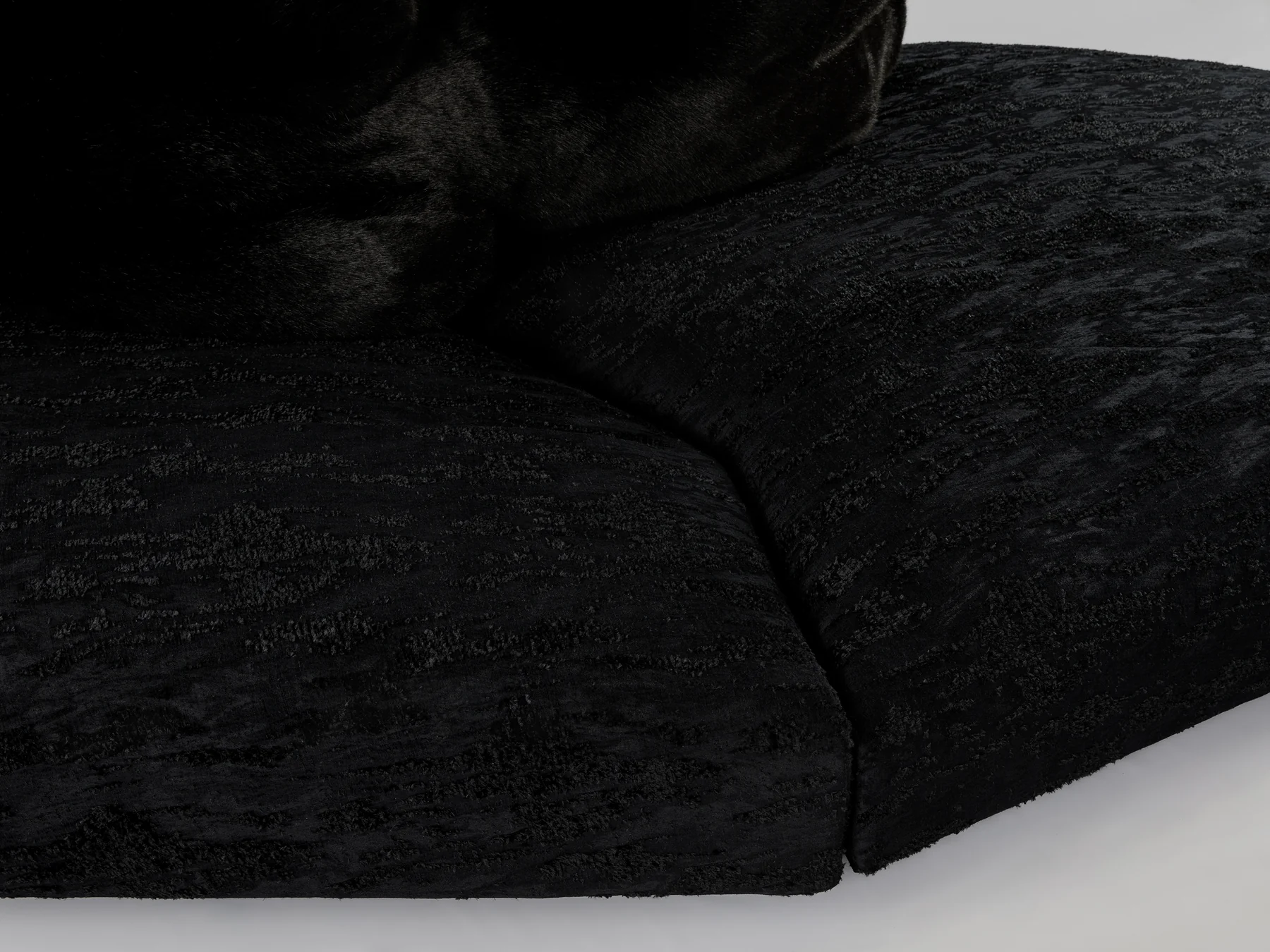 Sculptural Bear Sofa with Furry Backrest and Ice Textured Base