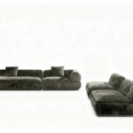 Marble Tabletops and Bronze Metal Base Modular Sofa