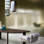 Light Gray Leather Accent Chair with Curved Chrome Metal Frame