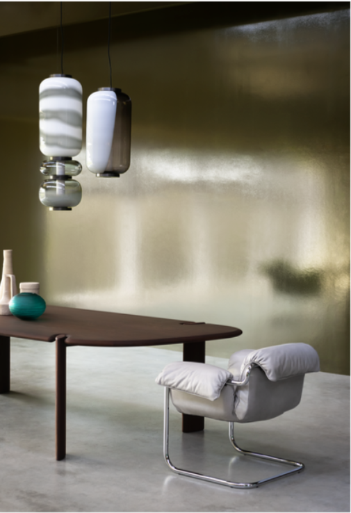 Light Gray Leather Accent Chair with Curved Chrome Metal Frame