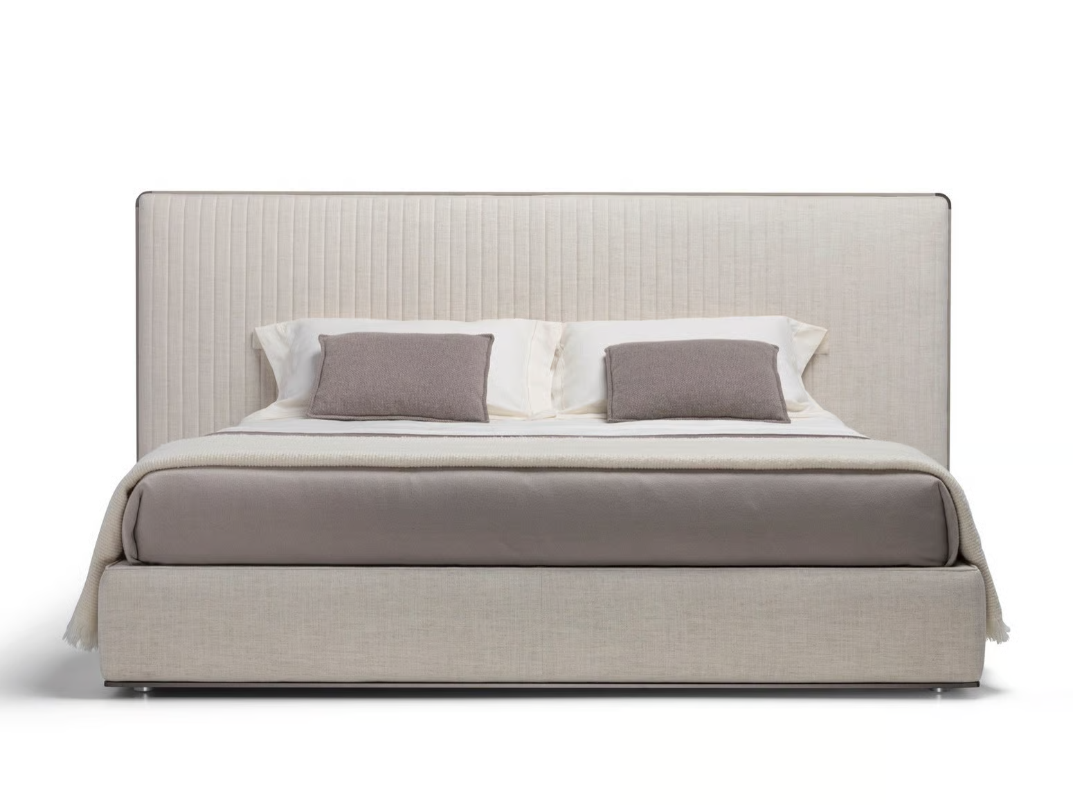 Minimalist Upholstered Bed with Tall Padded Headboard