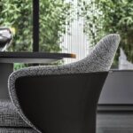 Saddle-hide Leather Fabric Armchair with Footrest