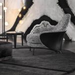 Saddle-hide Leather Fabric Armchair with Footrest