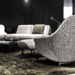 Saddle-hide Leather Fabric Armchair with Footrest