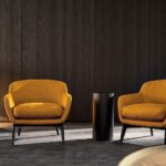 Luxury Armchair with Defining Leather Belt and Brandy Polished Aluminum Base