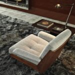 Genuine Leather Black Italian Minimalist Armchair with Wooden Legs