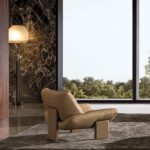 Luxury Armchair with Goose Down Quilting and Removable Leather Upholstery