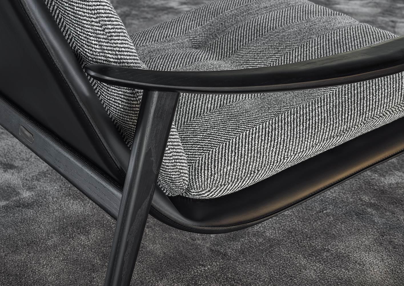 Italian Minimalist Modern Saddle microfiber leather Smoked Armchair