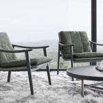 Italian Minimalist Modern Saddle microfiber leather Smoked Armchair