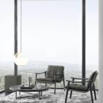 Italian Minimalist Modern Saddle microfiber leather Smoked Armchair