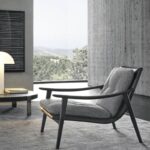 Italian Minimalist Modern Saddle microfiber leather Smoked Armchair