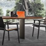 Italian Minimalist Modern Saddle microfiber leather Smoked Armchair