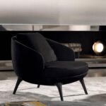 Luxury Leather Lounge Brown Armchair with Armrests