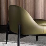 Genuine Leather with Tree-Inspired Legs Green Armchair