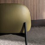 Genuine Leather with Tree-Inspired Legs Green Armchair