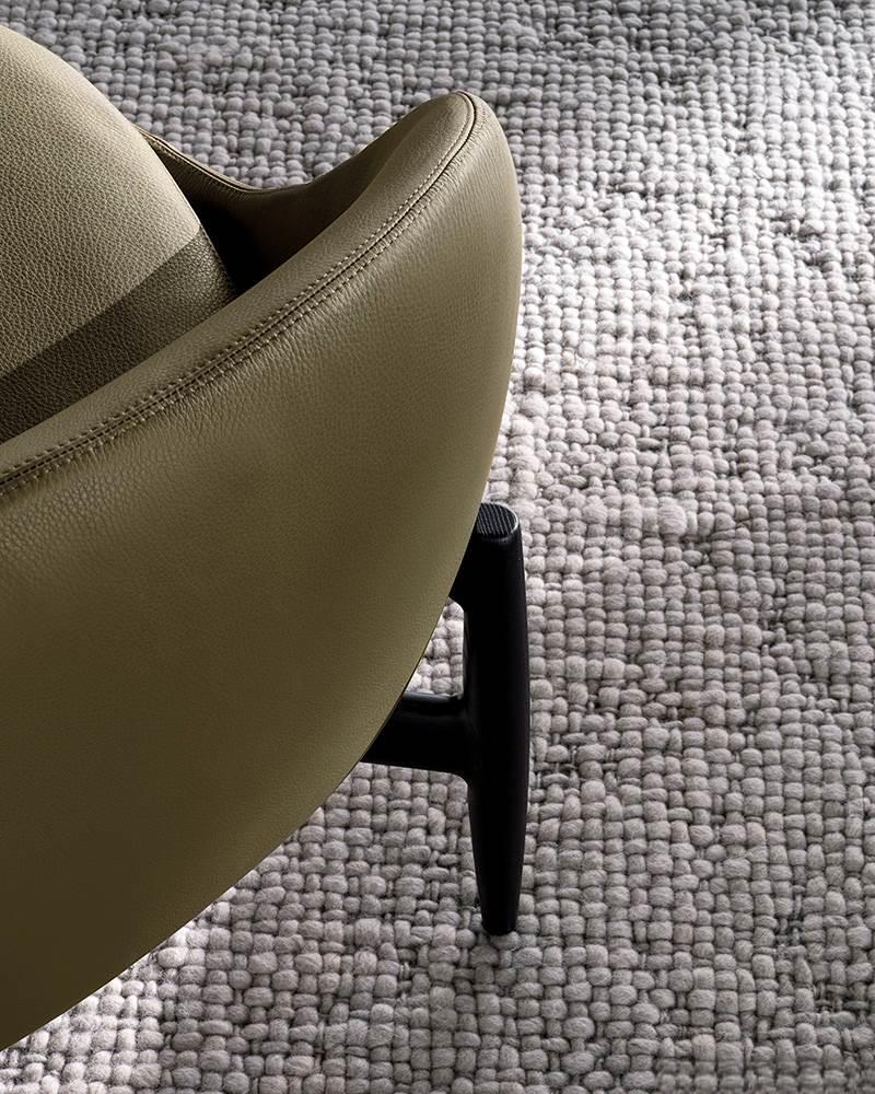 Genuine Leather with Tree-Inspired Legs Green Armchair