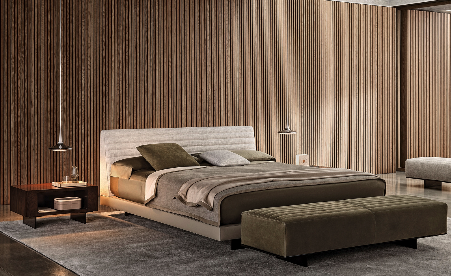 Minimalist Channeled Fabric Daybed Modern Upholstered Bed