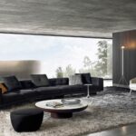 Floating Modular Sofa with Certified Goose Down Cushions and Couture Stitching