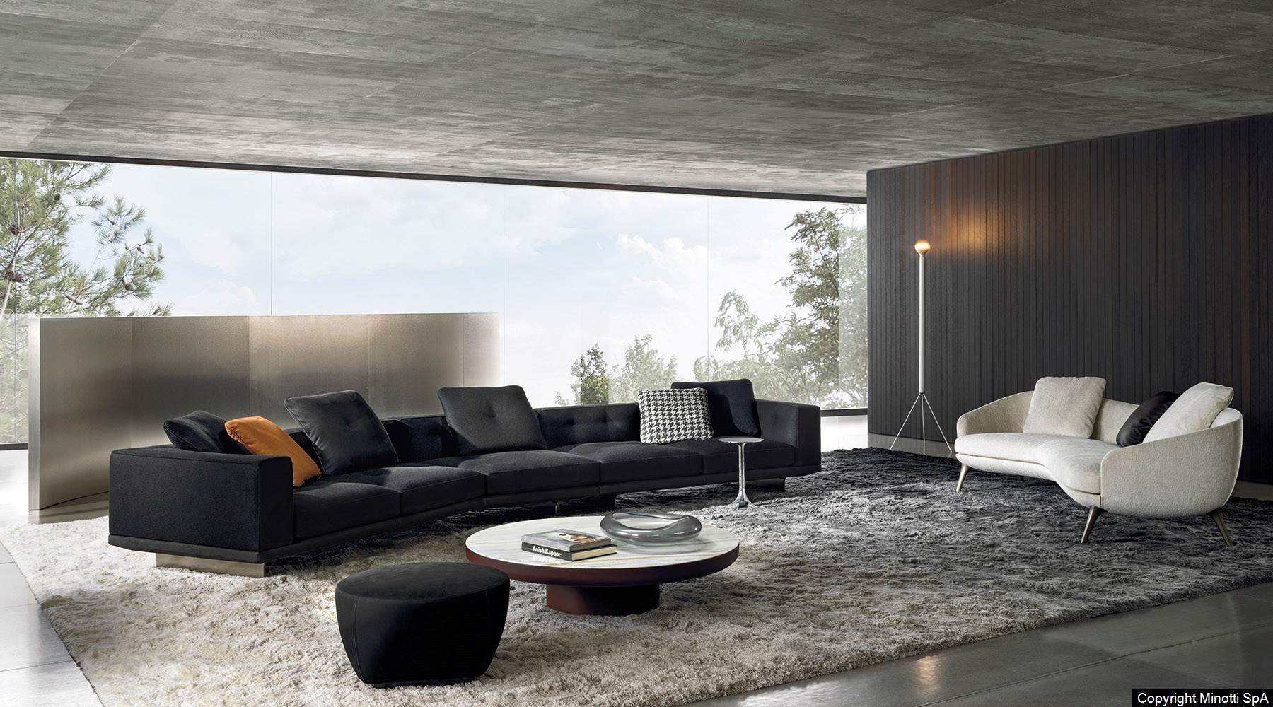 Floating Modular Sofa with Certified Goose Down Cushions and Couture Stitching