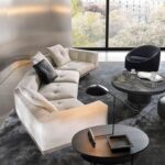 Floating Modular Sofa with Certified Goose Down Cushions and Couture Stitching