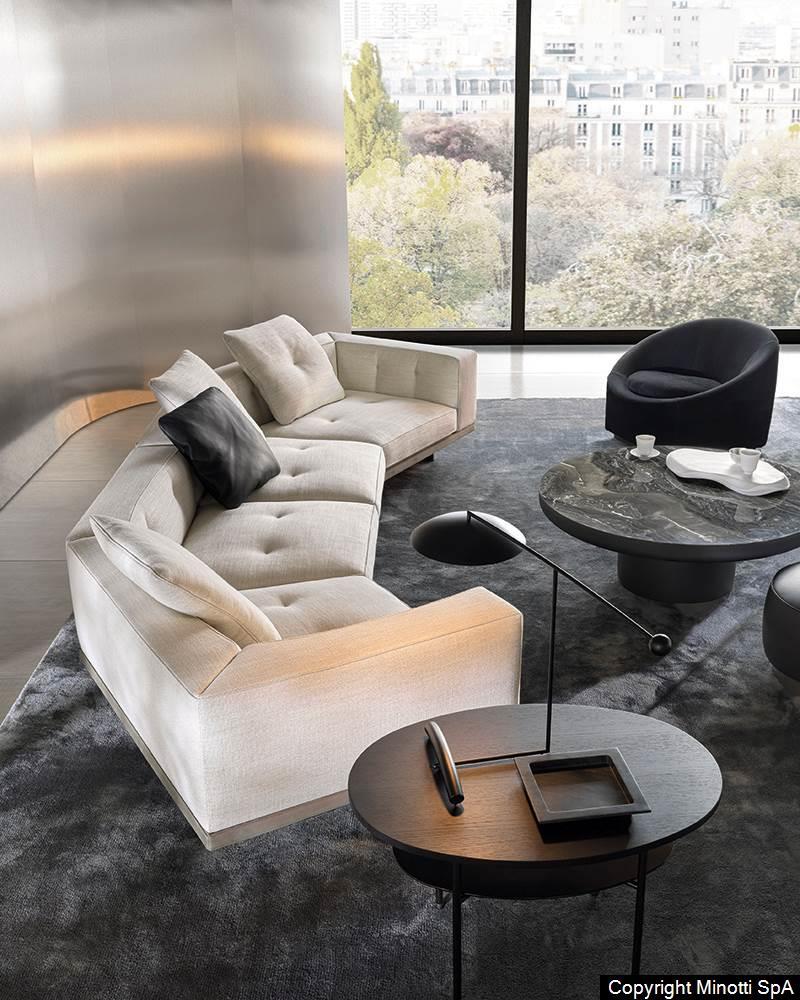 Floating Modular Sofa with Certified Goose Down Cushions and Couture Stitching