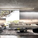 Floating Modular Sofa with Certified Goose Down Cushions and Couture Stitching