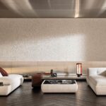Marble Tabletops and Bronze Metal Base Modular Sofa