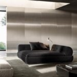 Marble Tabletops and Bronze Metal Base Modular Sofa