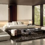 Marble Tabletops and Bronze Metal Base Modular Sofa