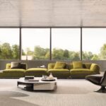 Marble Tabletops and Bronze Metal Base Modular Sofa