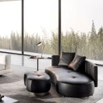 Eco-Leather Piping and 360° Swivel Base Sofa