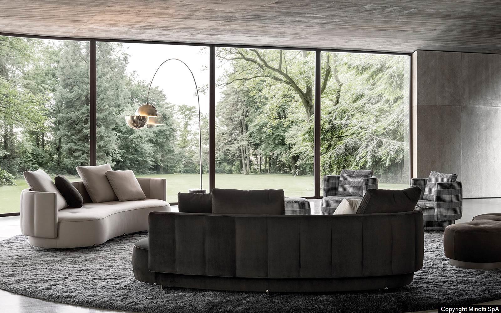 Eco-Leather Piping and 360° Swivel Base Sofa